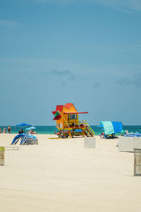 Scenic view of beach against clear sky