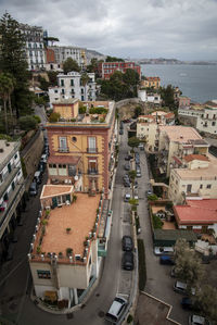 High angle view of city street