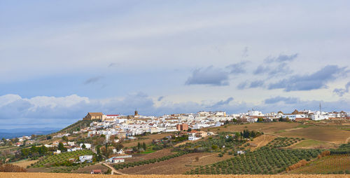 Panoramic view of townscape against sky