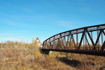 An inoperative road railway bridge requiring restoration and repair in the city of petrovsk, russia. 