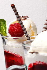 Close-up of ice cream on table