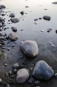 Close-up of pebbles on beach