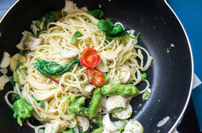 Close-up of noodles with vegetables