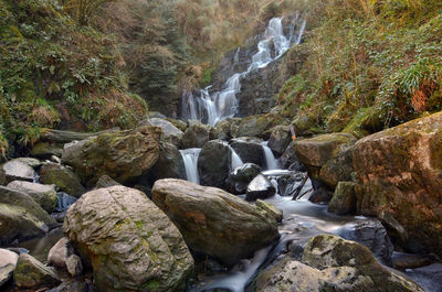 Stream flowing through rocks in forest