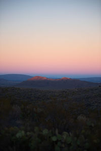 Scenic desert and mountain views during sunset in big bend national park, texas