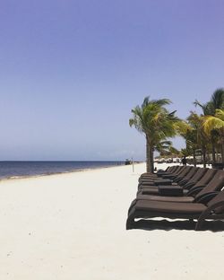 Scenic view of beach against clear sky