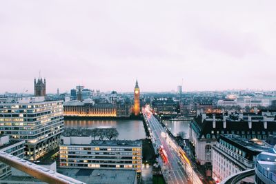 Aerial view of city at waterfront