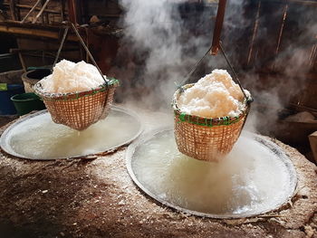 Close-up of ice cream on table