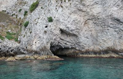 Rock formation in sea