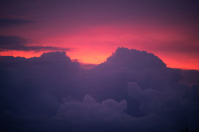 Low angle view of dramatic sky during sunset