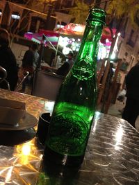 Close-up of beer in restaurant