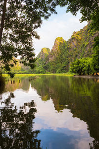 Scenic view of lake against sky
