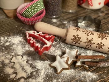 Close-up of cookies on table