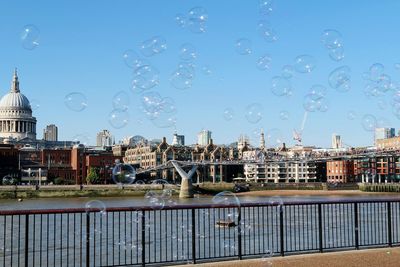 View of millennium bridge through bubbles