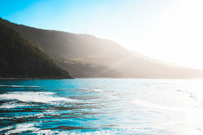 Scenic view of sea against clear sky