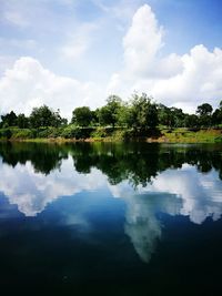 Scenic view of lake against sky