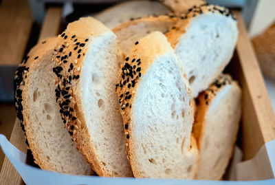 High angle view of bread on table