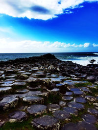 Scenic view of sea against cloudy sky