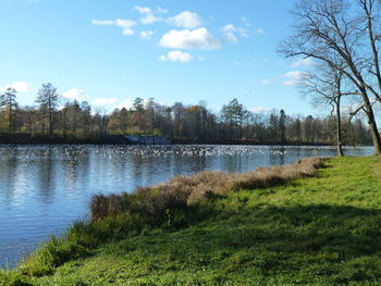 Scenic view of lake against sky