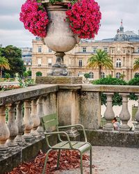 View of fountain in garden