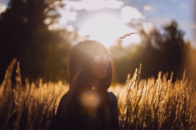 View of a woman in field