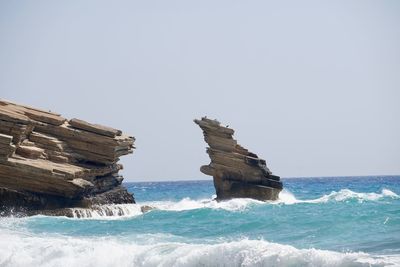 Scenic view of sea against clear sky