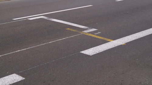 Close-up of road markings
