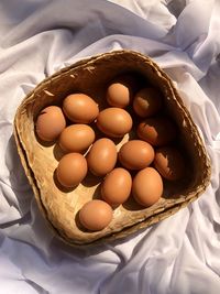 Close-up of egg in bamboo basket