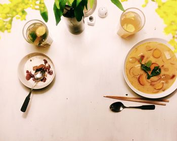 High angle view of food in plate