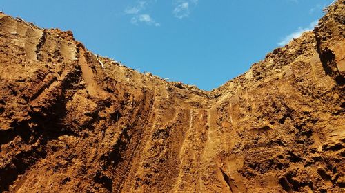 Low angle view of mountain against clear sky