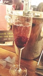 Close-up of beer in glass on table