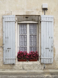 Closed door of building