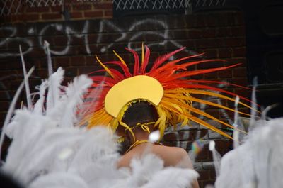 Rear view of people in temple