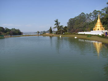 Scenic view of lake against sky