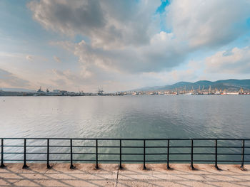 Scenic view of lake against sky