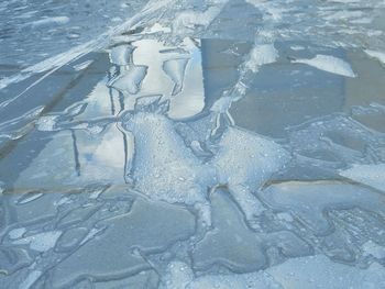 High angle view of frozen lake