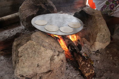 Close-up of fire on rock