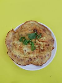 Directly above shot of bread in plate