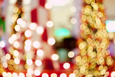 Defocused image of illuminated christmas tree