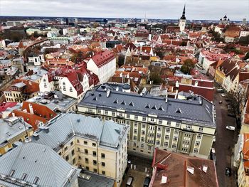 High angle view of townscape against sky