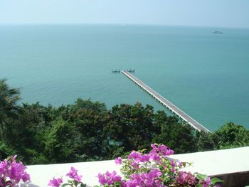 Scenic view of sea against blue sky