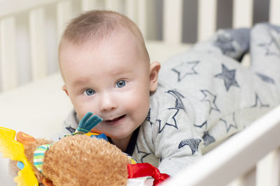 Portrait of cute boy at home