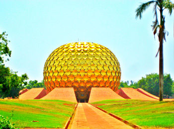 Scenic view of field against clear sky