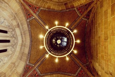 Low angle view of illuminated ceiling