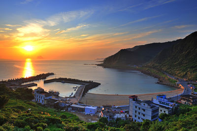 Scenic view of sea during sunset