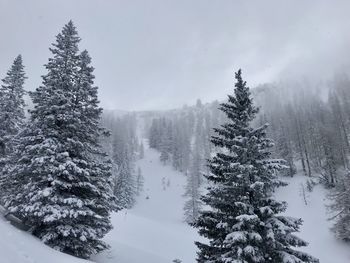 Scenic view of snow covered mountains against sky