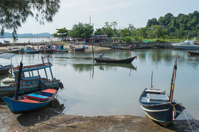 Boats moored in thailand