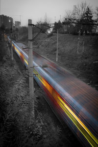 Blurred motion of train against sky