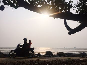 Sun shining over sea