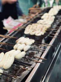 Close-up of meat on barbecue grill